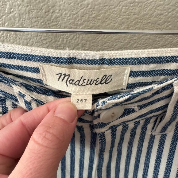 Madewell Tall Emmett Wide-Leg Crop Pants in Herringbone Railroad Stripe Size 26T - Picture 7 of 7
